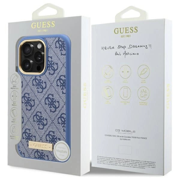 Guess 4G Logo Plate MagSafe Case for iPhone 16 Pro - Blue_7