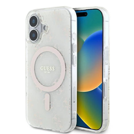 Guess IML 4G Background MagSafe Case for iPhone 16 Plus - White_0