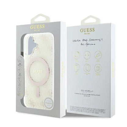 Guess IML 4G Background MagSafe Case for iPhone 16 Plus - White_7