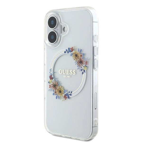 Guess IML Flowers Wreath MagSafe iPhone 16 Plus Case - Clear_1