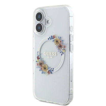 Guess IML Flowers Wreath MagSafe iPhone 16 Plus Case - Clear_1
