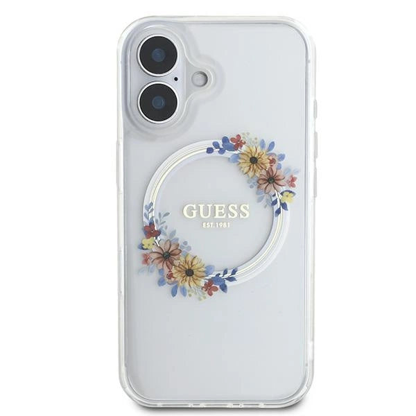 Guess IML Flowers Wreath MagSafe iPhone 16 Plus Case - Clear_2