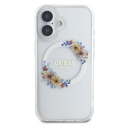 Guess IML Flowers Wreath MagSafe iPhone 16 Plus Case - Clear_2