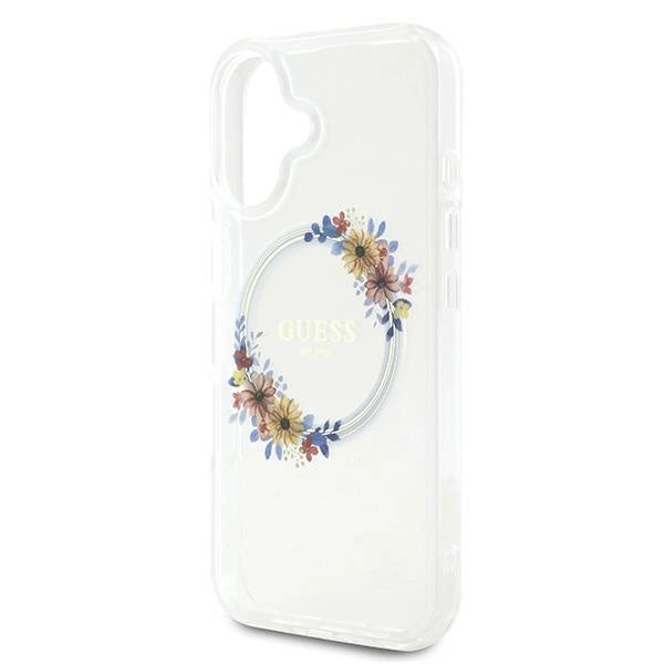 Guess IML Flowers Wreath MagSafe iPhone 16 Plus Case - Clear_5