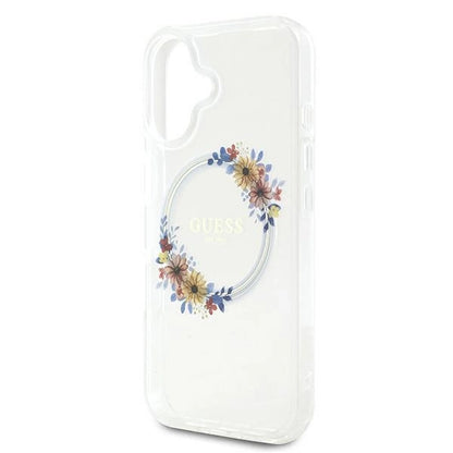 Guess IML Flowers Wreath MagSafe iPhone 16 Plus Case - Clear_5