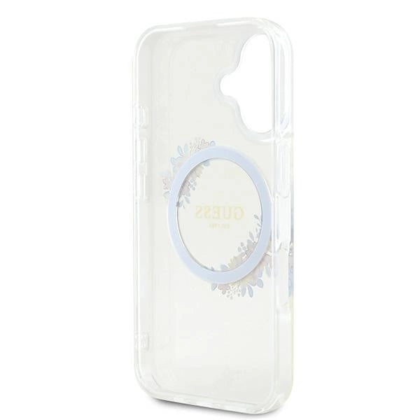 Guess IML Flowers Wreath MagSafe iPhone 16 Plus Case - Clear_6