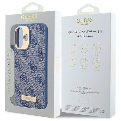 Guess 4G Logo Plate MagSafe Case for iPhone 16 Plus - Blue_7