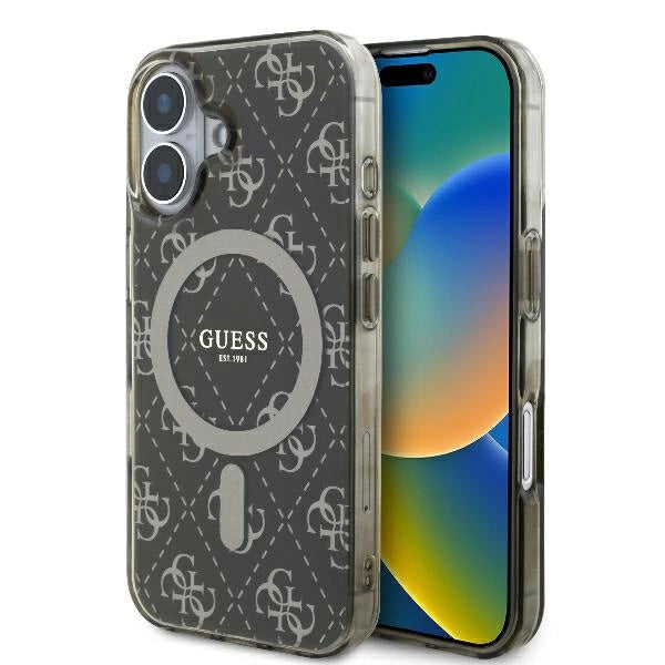 Guess IML 4G Background MagSafe iPhone 16 Case - Brown_0