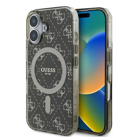 Guess IML 4G Background MagSafe iPhone 16 Case - Brown_0