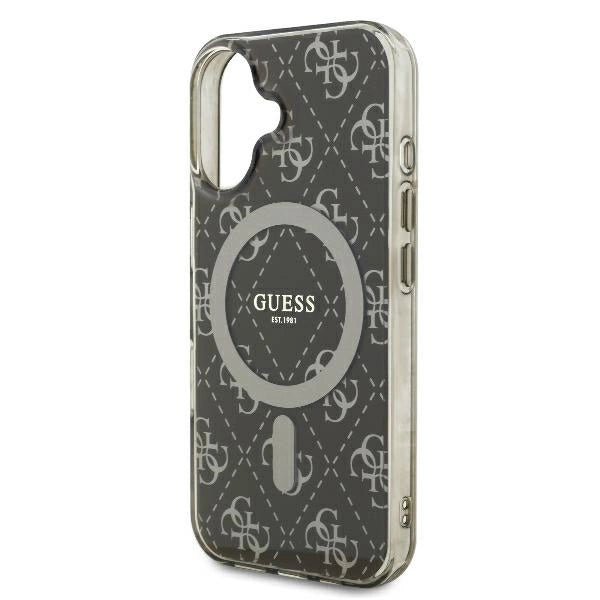 Guess IML 4G Background MagSafe iPhone 16 Case - Brown_5