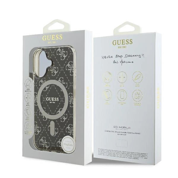 Guess IML 4G Background MagSafe iPhone 16 Case - Brown_7