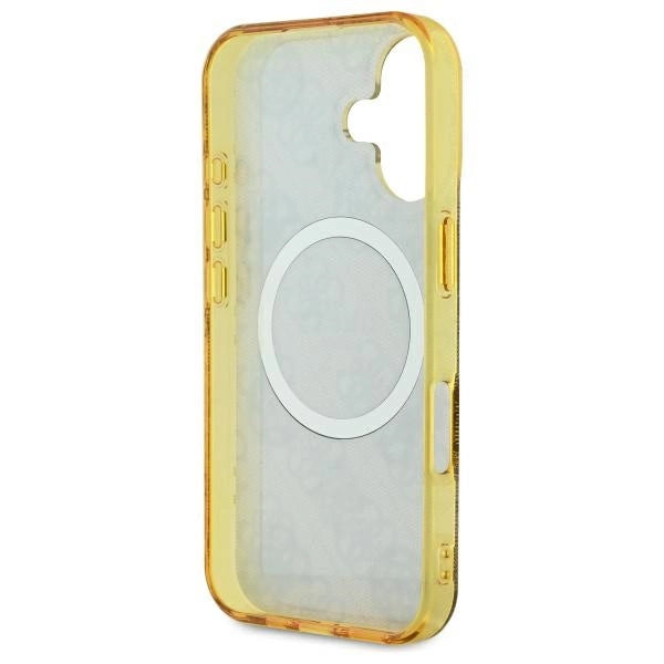 Guess IML Peony On 4G Background MagSafe iPhone 16 Case - Brown_6