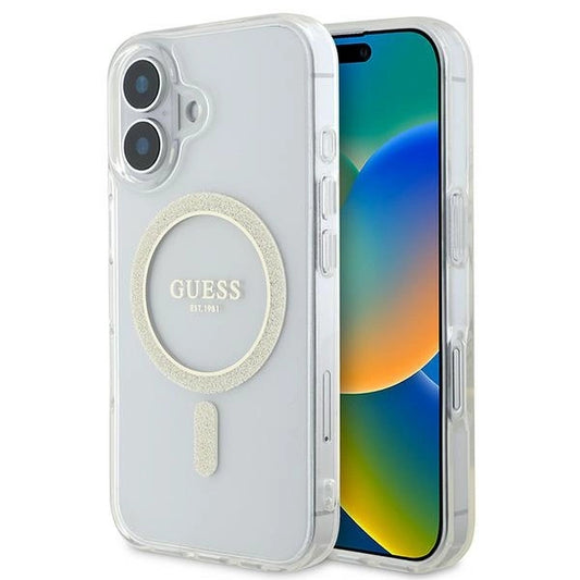 Guess IML Glitter Circle MagSafe iPhone 16 Case - Clear_0