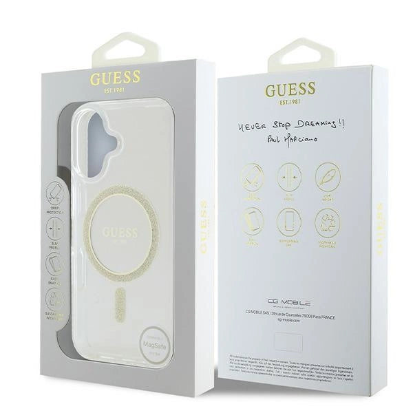Guess IML Glitter Circle MagSafe iPhone 16 Case - Clear_7