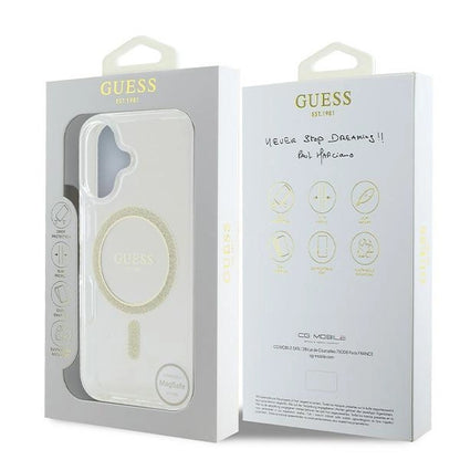 Guess IML Glitter Circle MagSafe iPhone 16 Case - Clear_7