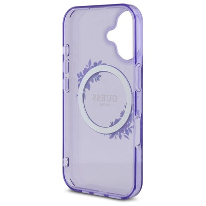 Guess IML Flowers Wreath MagSafe iPhone 16 Case - Purple_6