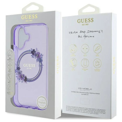 Guess IML Flowers Wreath MagSafe iPhone 16 Case - Purple_7