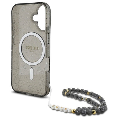 Guess IML Glitter With Pearl Strap MagSafe case for iPhone 16 - black_5