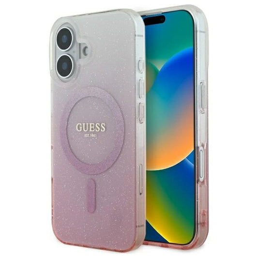 Guess IML Glitter Gradient MagSafe iPhone 16 Case - Pink_0