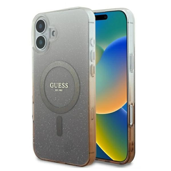 Guess IML Glitter Gradient MagSafe iPhone 16 Case - Brown_0