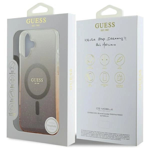 Guess IML Glitter Gradient MagSafe iPhone 16 Case - Brown_6