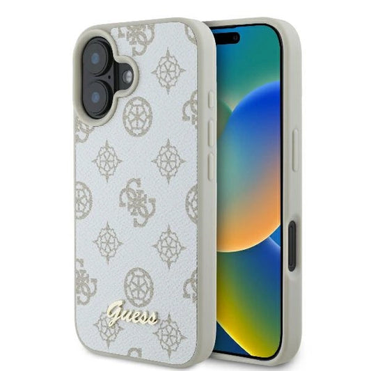 Guess Peony Script Logo MagSafe iPhone 16 Case - White_0