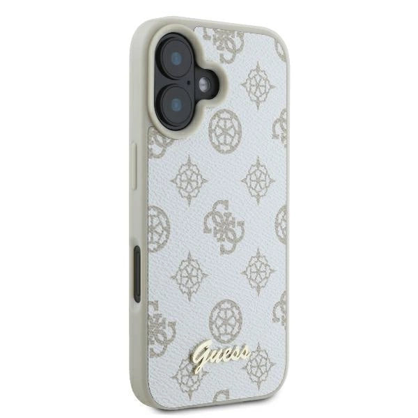 Guess Peony Script Logo MagSafe iPhone 16 Case - White_3