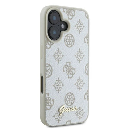 Guess Peony Script Logo MagSafe iPhone 16 Case - White_3