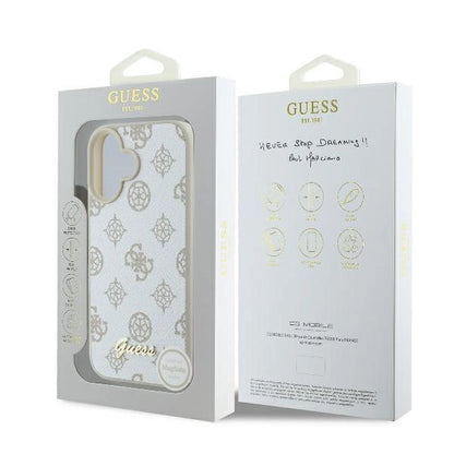 Guess Peony Script Logo MagSafe iPhone 16 Case - White_7