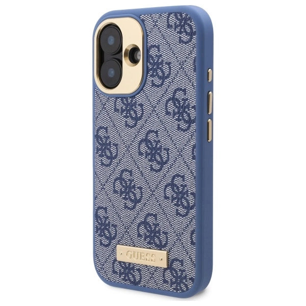 Guess 4G Logo Plate MagSafe iPhone 16 Case - Blue_1
