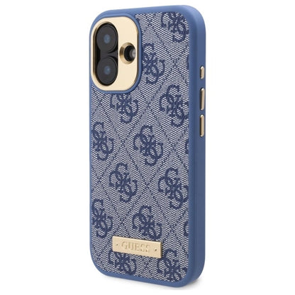 Guess 4G Logo Plate MagSafe iPhone 16 Case - Blue_1