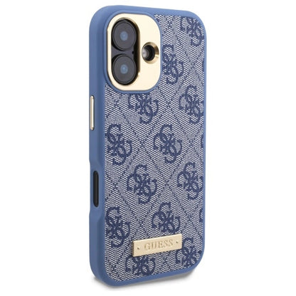 Guess 4G Logo Plate MagSafe iPhone 16 Case - Blue_3