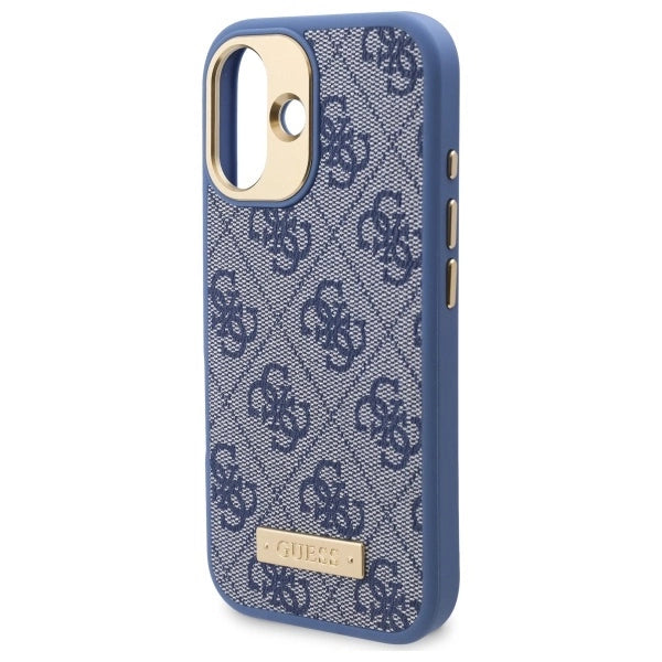 Guess 4G Logo Plate MagSafe iPhone 16 Case - Blue_5