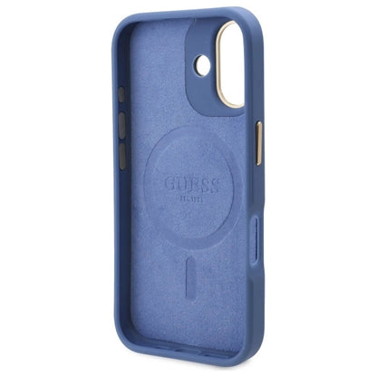 Guess 4G Logo Plate MagSafe iPhone 16 Case - Blue_6