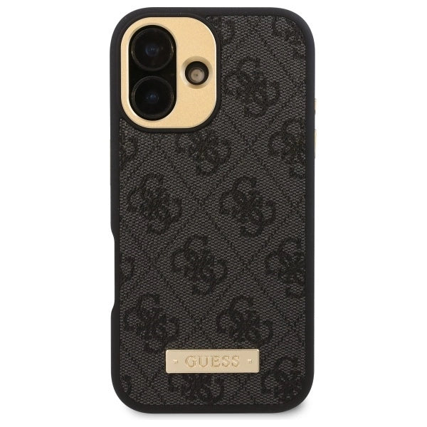 Guess 4G Logo Plate MagSafe iPhone 16 Case - Black_2