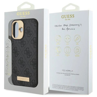 Guess 4G Logo Plate MagSafe iPhone 16 Case - Black_7