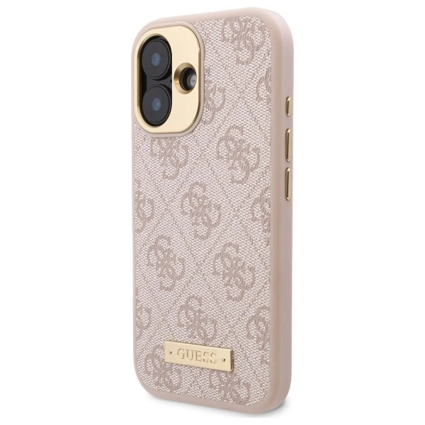 Guess 4G Logo Plate MagSafe iPhone 16 Case - Pink_1