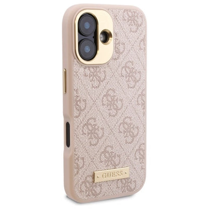 Guess 4G Logo Plate MagSafe iPhone 16 Case - Pink_3