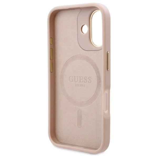 Guess 4G Logo Plate MagSafe iPhone 16 Case - Pink_6