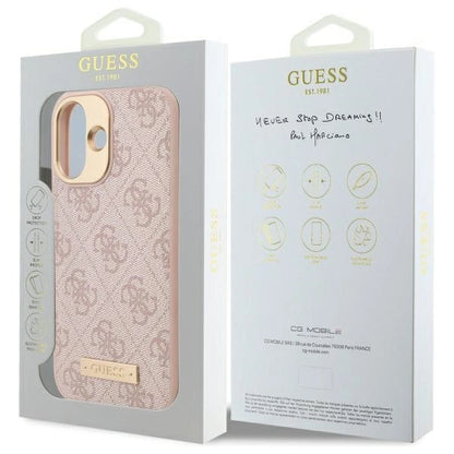 Guess 4G Logo Plate MagSafe iPhone 16 Case - Pink_7