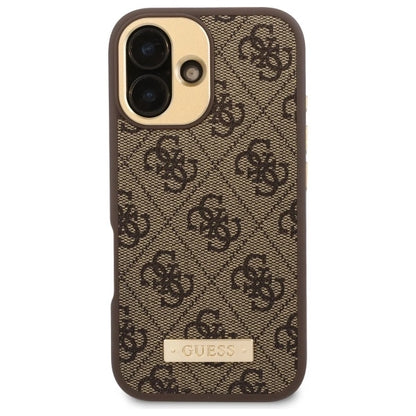 Guess 4G Logo Plate MagSafe iPhone 16 Case - Brown_2