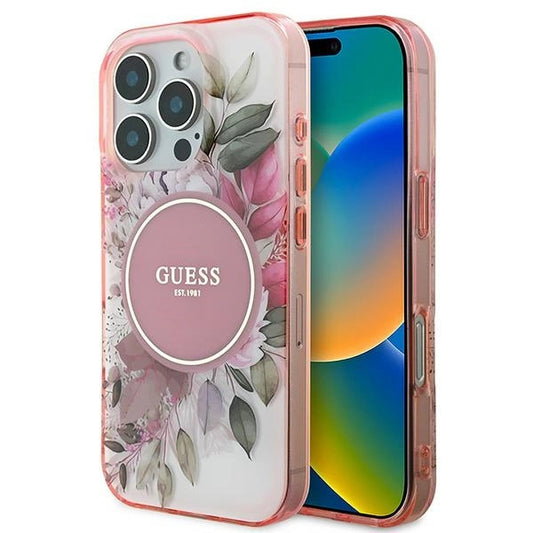 Guess IML Flower &amp; Tonal Circle MagSafe iPhone 16 Pro Max Case - Pink_0