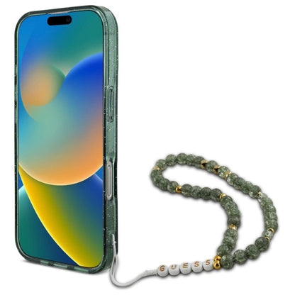 Guess IML Glitter With Pearl Strap MagSafe case for iPhone 16 Pro Max - green_3