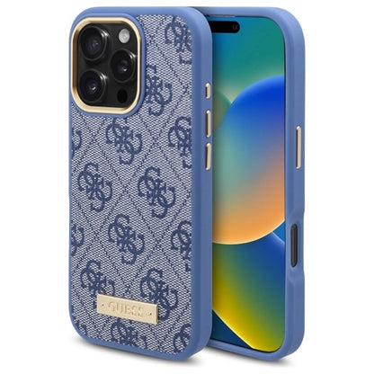 Guess 4G Logo Plate MagSafe Case for iPhone 16 Pro Max - Blue_0