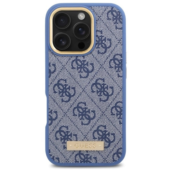 Guess 4G Logo Plate MagSafe Case for iPhone 16 Pro Max - Blue_2