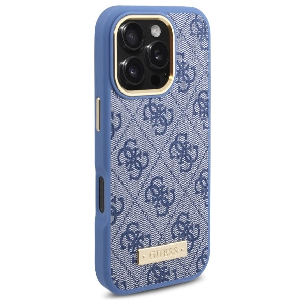 Guess 4G Logo Plate MagSafe Case for iPhone 16 Pro Max - Blue_3
