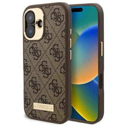 Guess 4G Logo Plate MagSafe iPhone 16 Plus Case - Brown_0