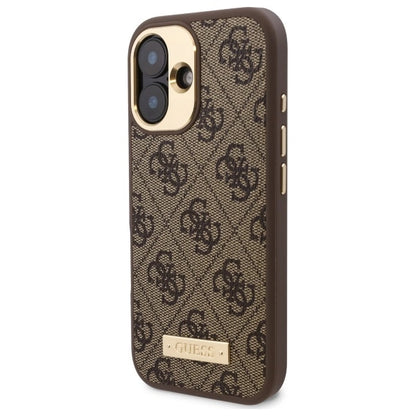 Guess 4G Logo Plate MagSafe iPhone 16 Plus Case - Brown_1