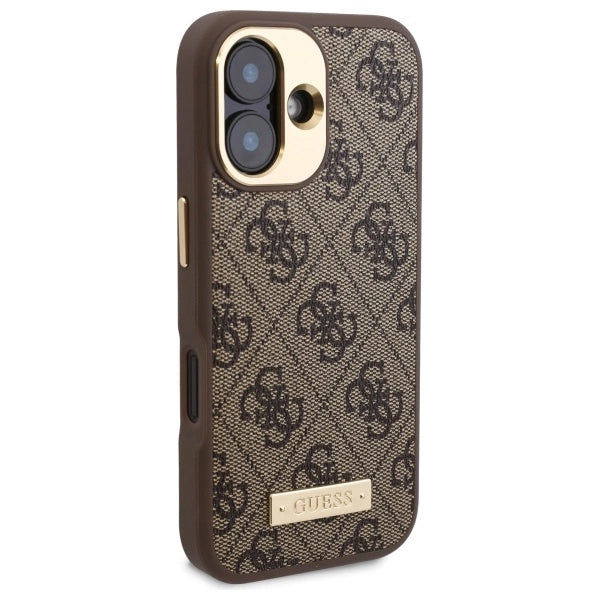 Guess 4G Logo Plate MagSafe iPhone 16 Plus Case - Brown_3