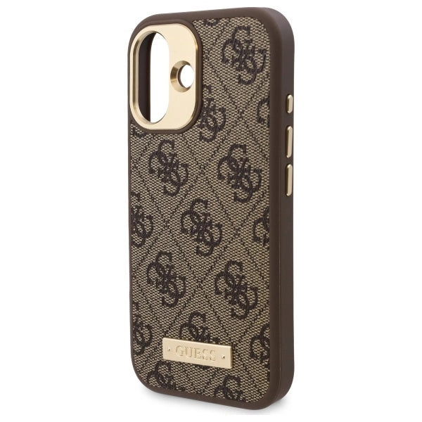 Guess 4G Logo Plate MagSafe iPhone 16 Plus Case - Brown_5